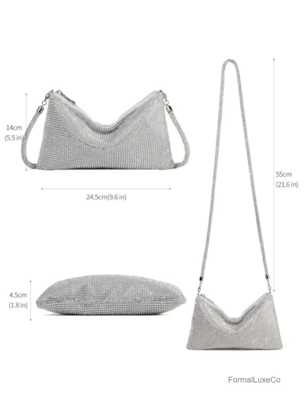 Rhinestone Crossbody Purse Clutch Sparkly Diamond Handbag Hobo Evening Bag